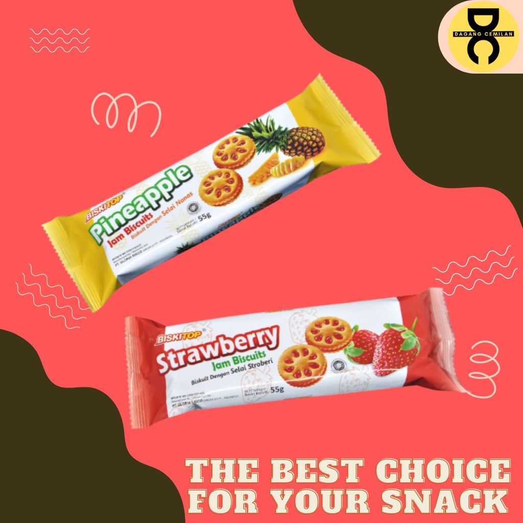 

DC - BISKITOP JAM BISCUITS 55g Rasa Nanas Strawberry Terbaru Biskuit Cemilan Dewasa Anak Enak Renyah