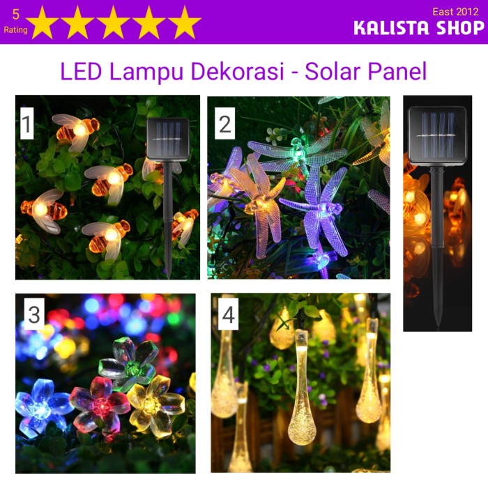Lampu Dekor Taman LED Tenaga Matahari Bentuk Lebah Capung Drop bunga - Lebah 50 LED