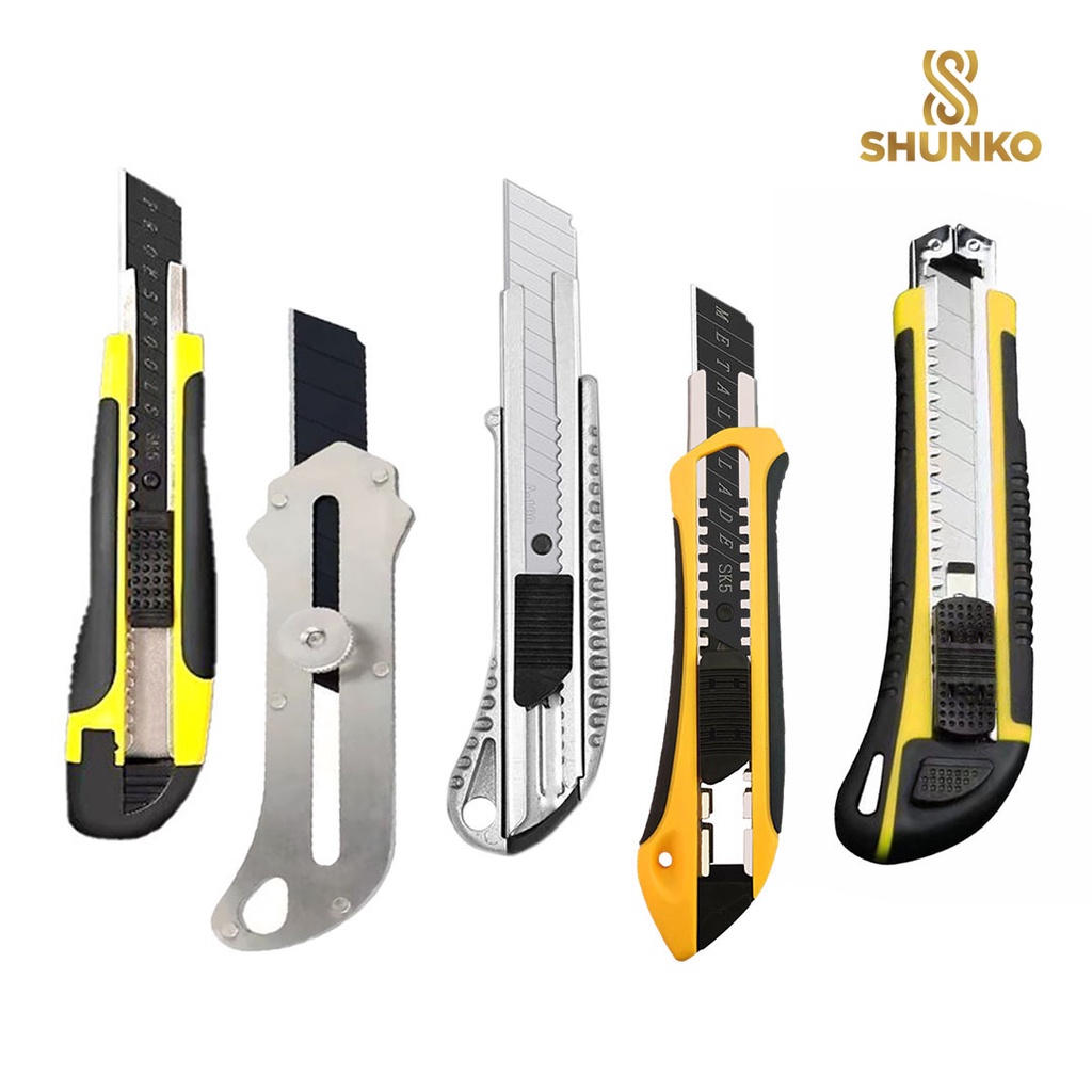 

SHUNKO Cutter Pemotong Kertas & Kerajinan Tangan | Cutter Besi Stainless & Aluminium - Refill Cutter 18mm