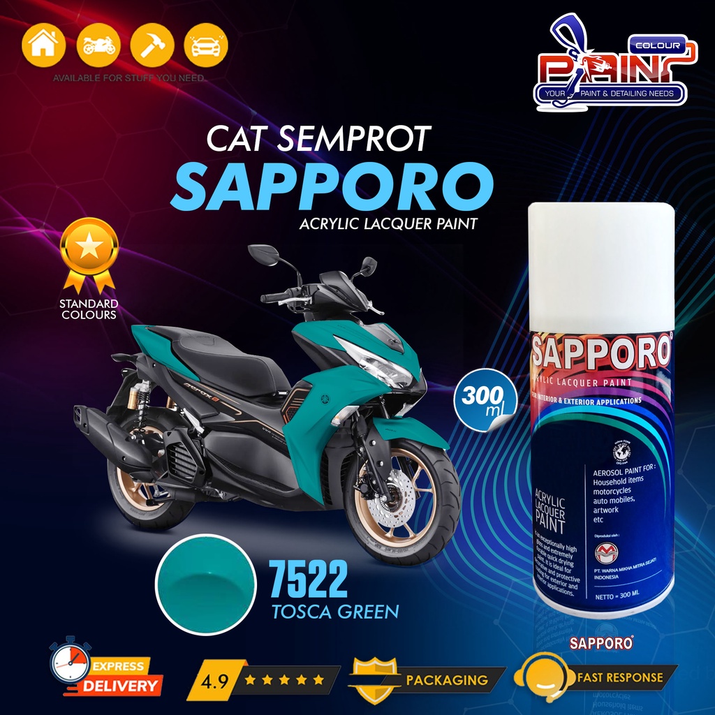 Cat Semprot SAPPORO Paint - 7522 Tosca Green Helm/Motor/Gundam/Body