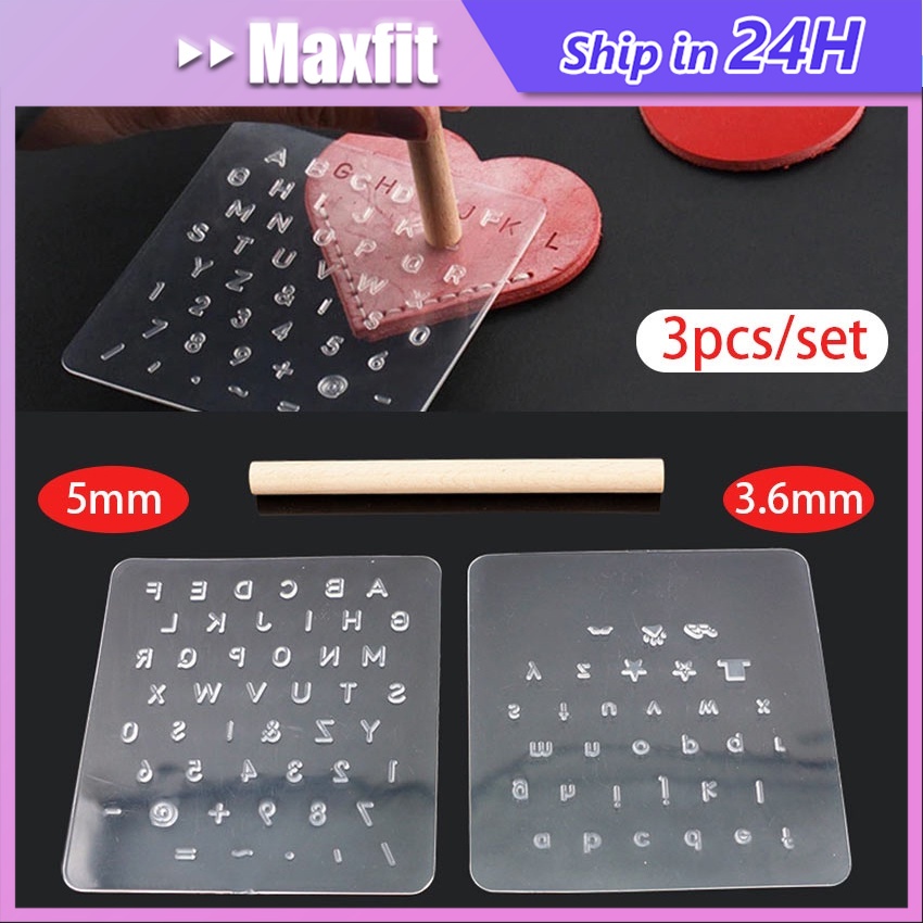 

3pcs Stempel Huruf Alfabet Angka Bahan Plastik Untuk Kerajinan Kulit DIY Hand Tools
