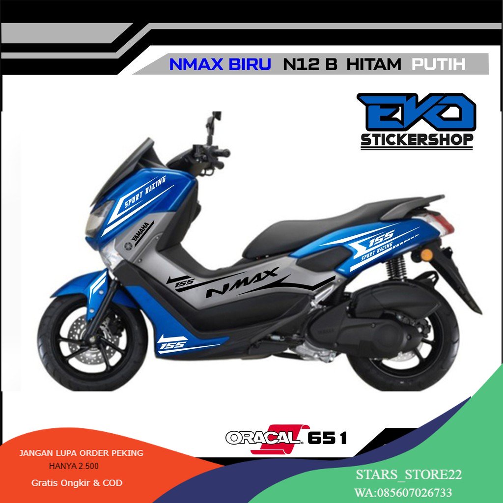 (PREMIUM) STIKER NMAX BIRU CUTTING STICKER SPORT RACING NEW DESAIN 2023