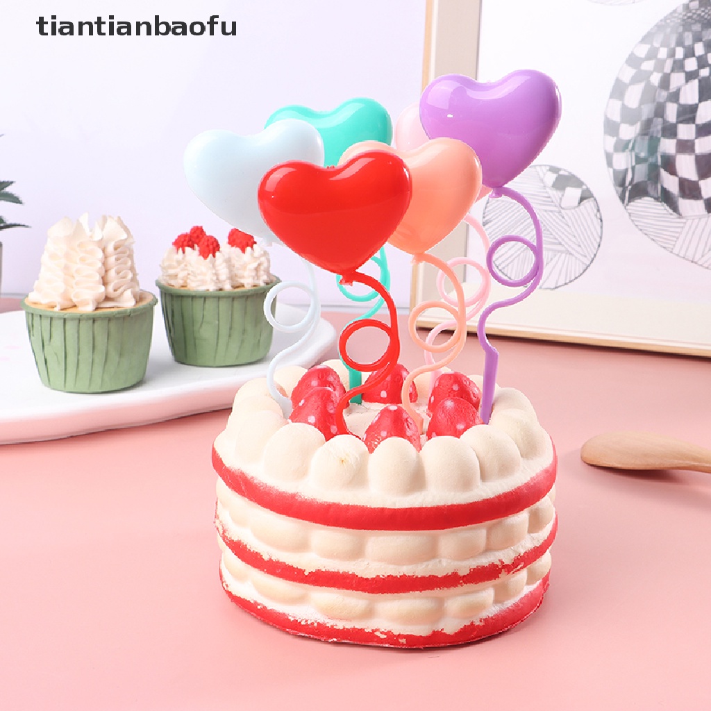 [tiantianbaofu] 1set Hati Balon Hiasan Kue Valenes Day Perlengkapan Pesta Pernikahan Dekorasi Kue Rumah Boneka Balon Mix Ukuran Butik