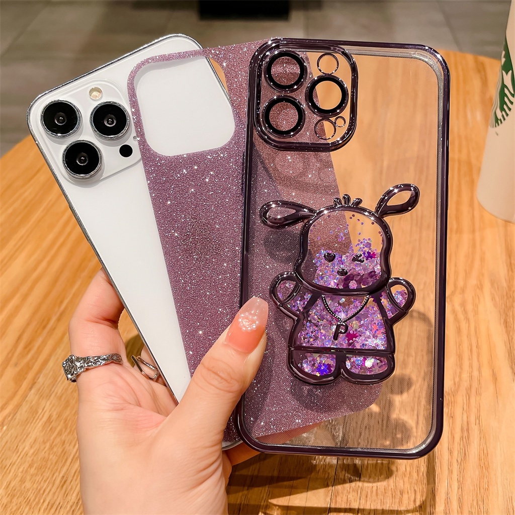 Luxury scintillator+Handphone Kartun case iPhone 14 Pro Max case iPhone 13 12 Pro Max 11 case Kamera Perlindungan Lensa film shockproof TPU soft back cover