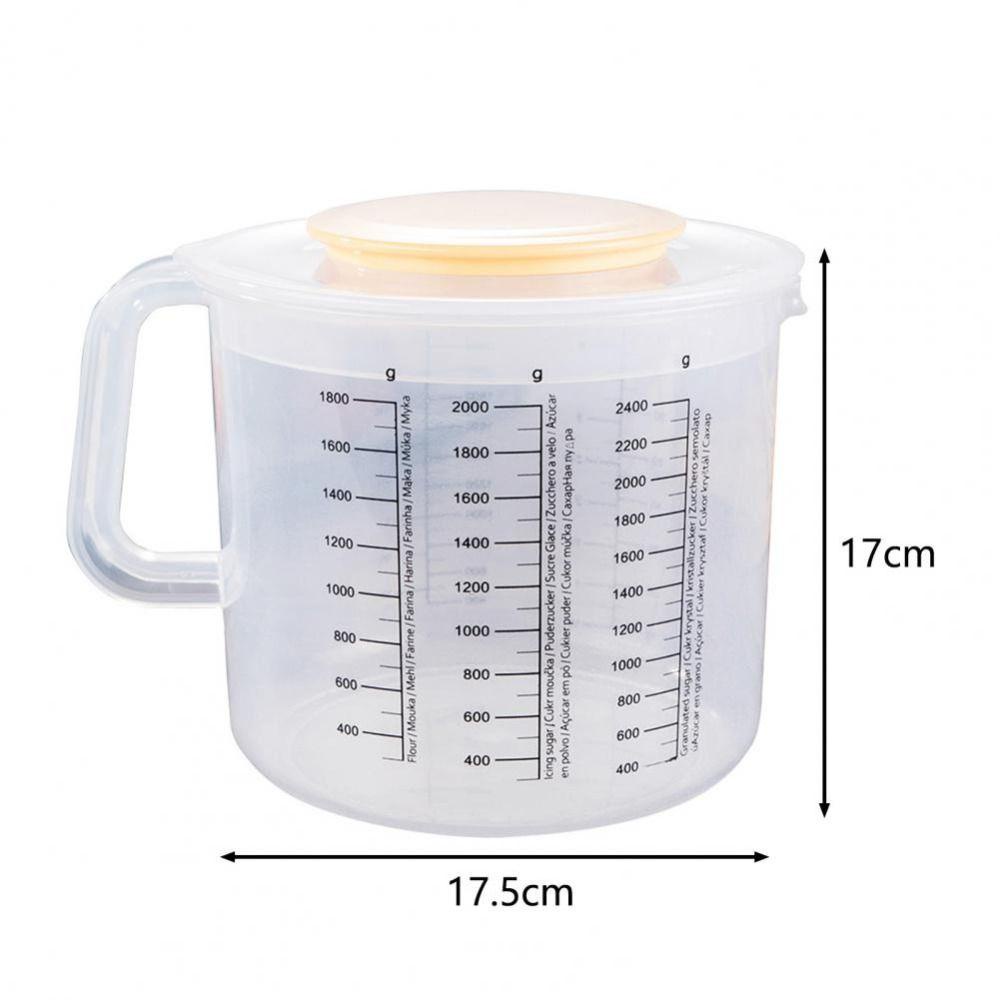 [Elegan] Gelas Ukur 2.5l Multifungsi Dengan Tutup Gagang Graduated Splash Proof Milk Mixing Bowl