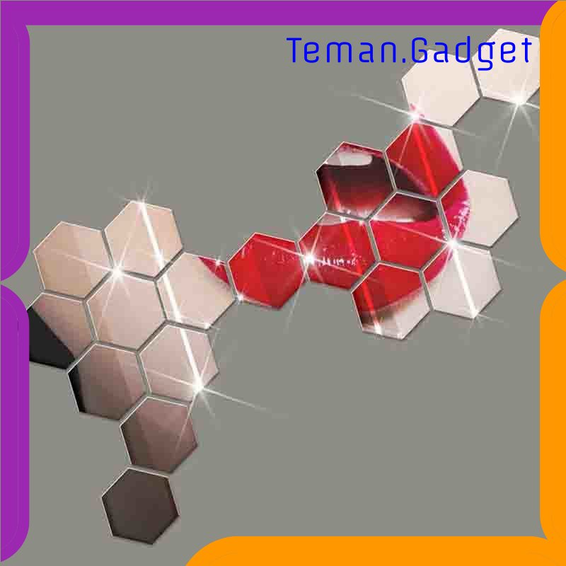 TG -  ART Stiker Dekorasi Dinding Hexagon Mirror Acrylic 7 PCS