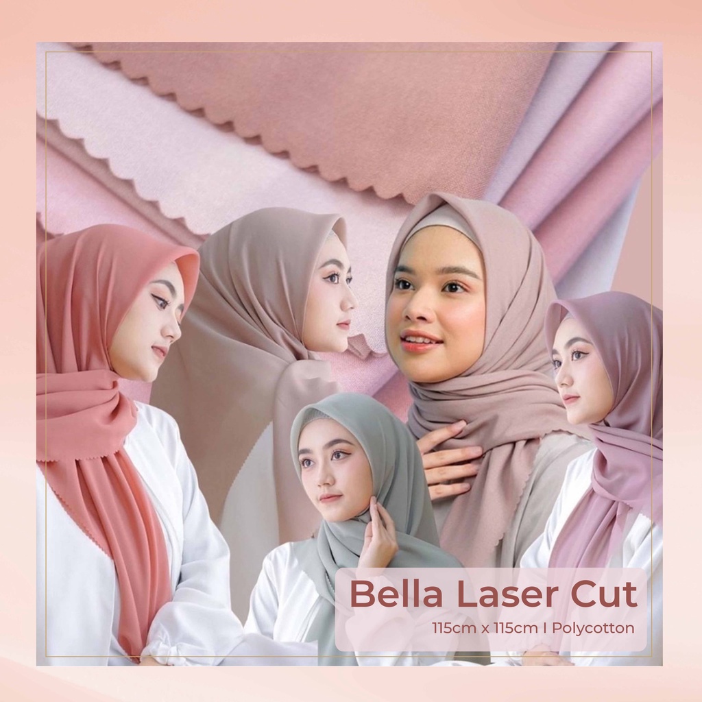 Hijab Bella Square / Segi Empat Lasercut - Warna Lengkap