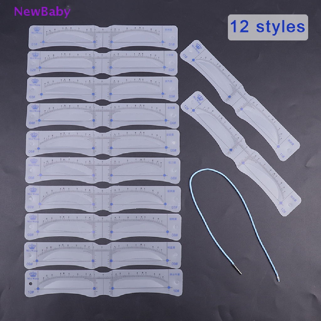 Newbaby 12Pcs Gaya Stensil Pembentuk Alis Grooming Shaper Template Alat Makeup ID