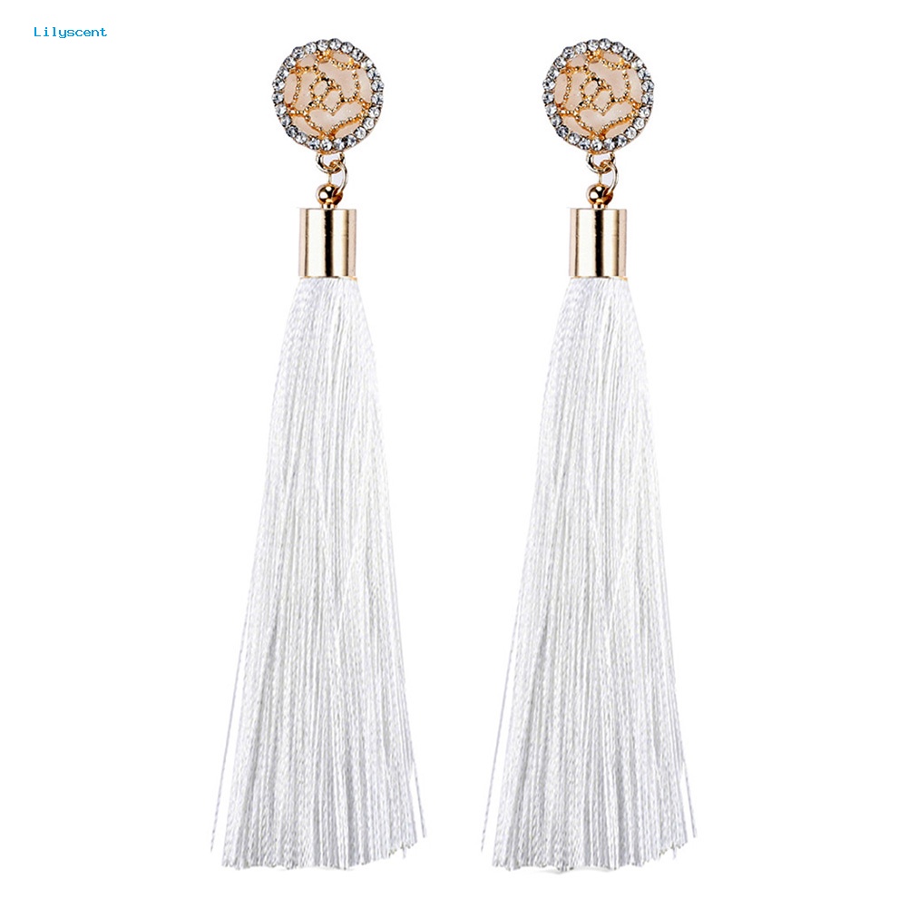 Lilyscent Bohemian Etnik Bunga Rumbai Panjang Menjuntai Statement Earrings Wanita Perhiasan Hadiah