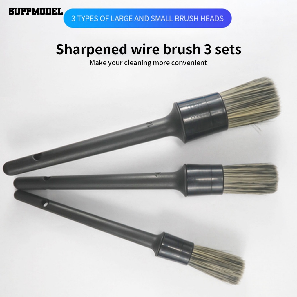Suppmodel 3Pcs Sikat Detail Otomatis Gagang Panjang Aksesori Mobil Ruang Sempit Sikat Pembersih Otomatis Tanpa Jejak