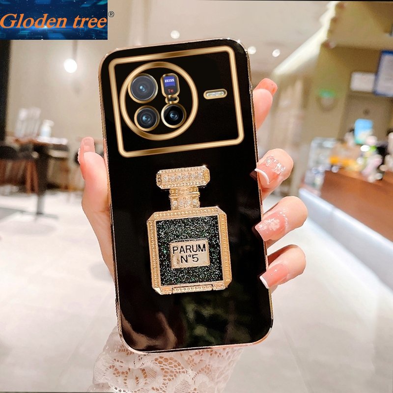 Gloden tree Casing Case Untuk Vivo X80 Pro X70 Pro 5G X60 Pro Case Dengan Botol Parfum Kickstand Lipat Cakupan Penuh Kamera Case