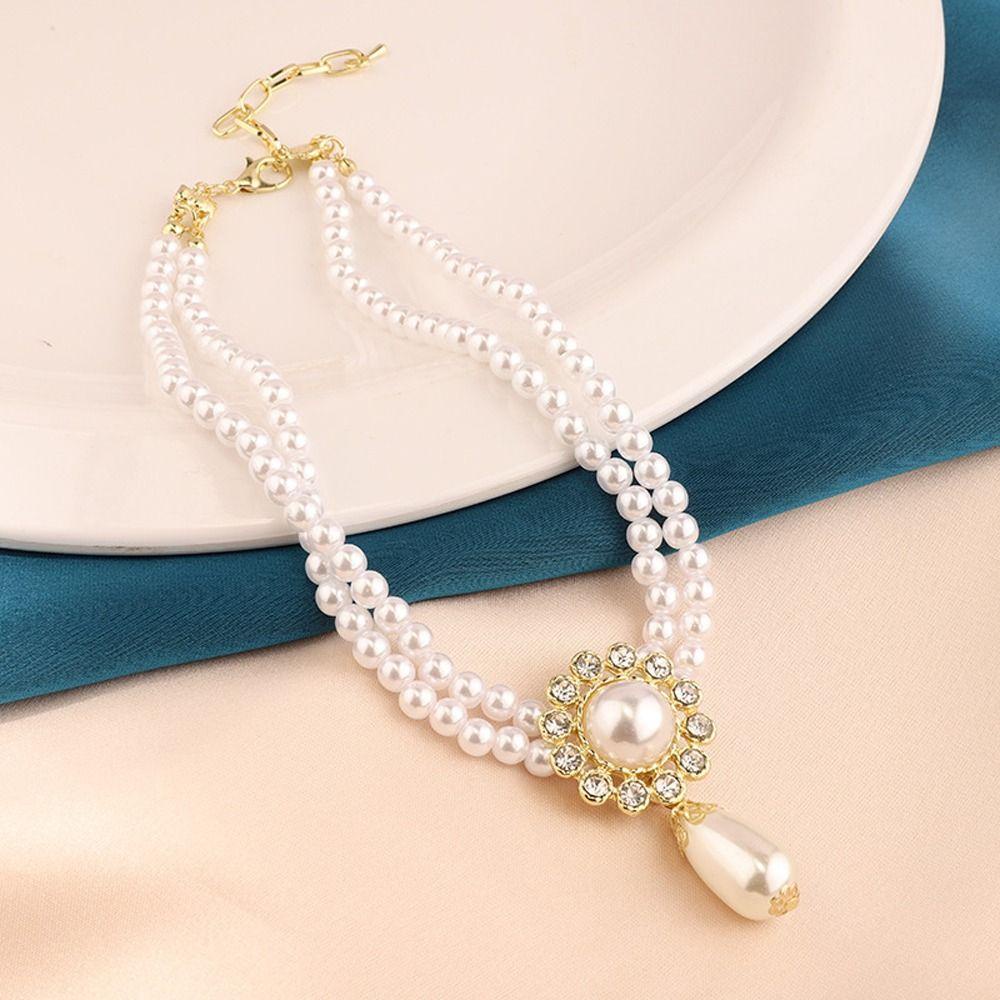 Mxbeauty Wanita Vintage Kalung Elegan Manis Halus Mutiara Rantai Klavikula Hadiah Ulang Tahun Double Layer Gadis Indah Choker