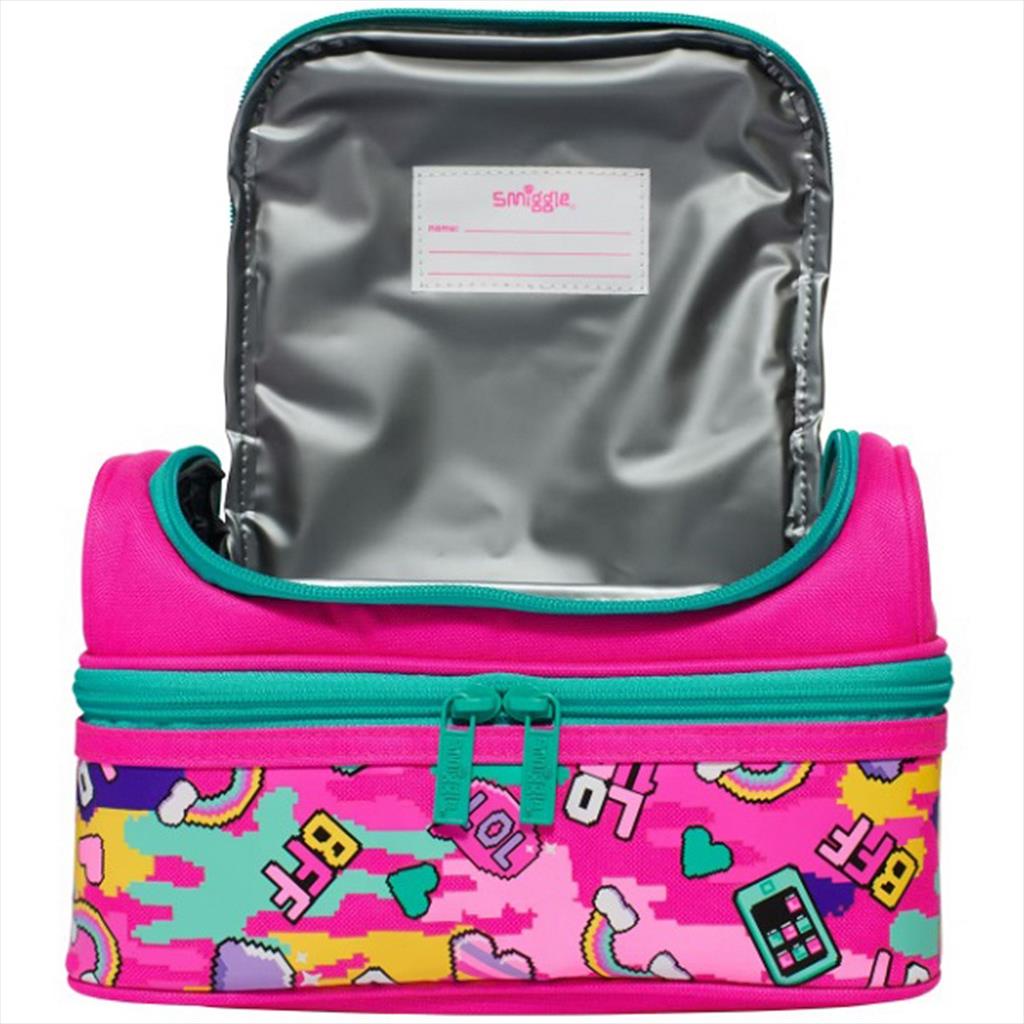 SMIGGLE LunchBox 444338 Double Decker Dash Pink Lunch Box