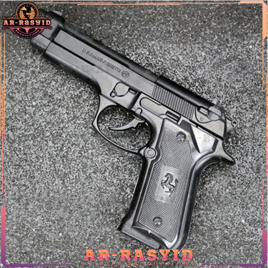 TERBARU! Korek Api Bara Gas Pistol Beretta Baretta M9 Silver dan Black BISA COD!