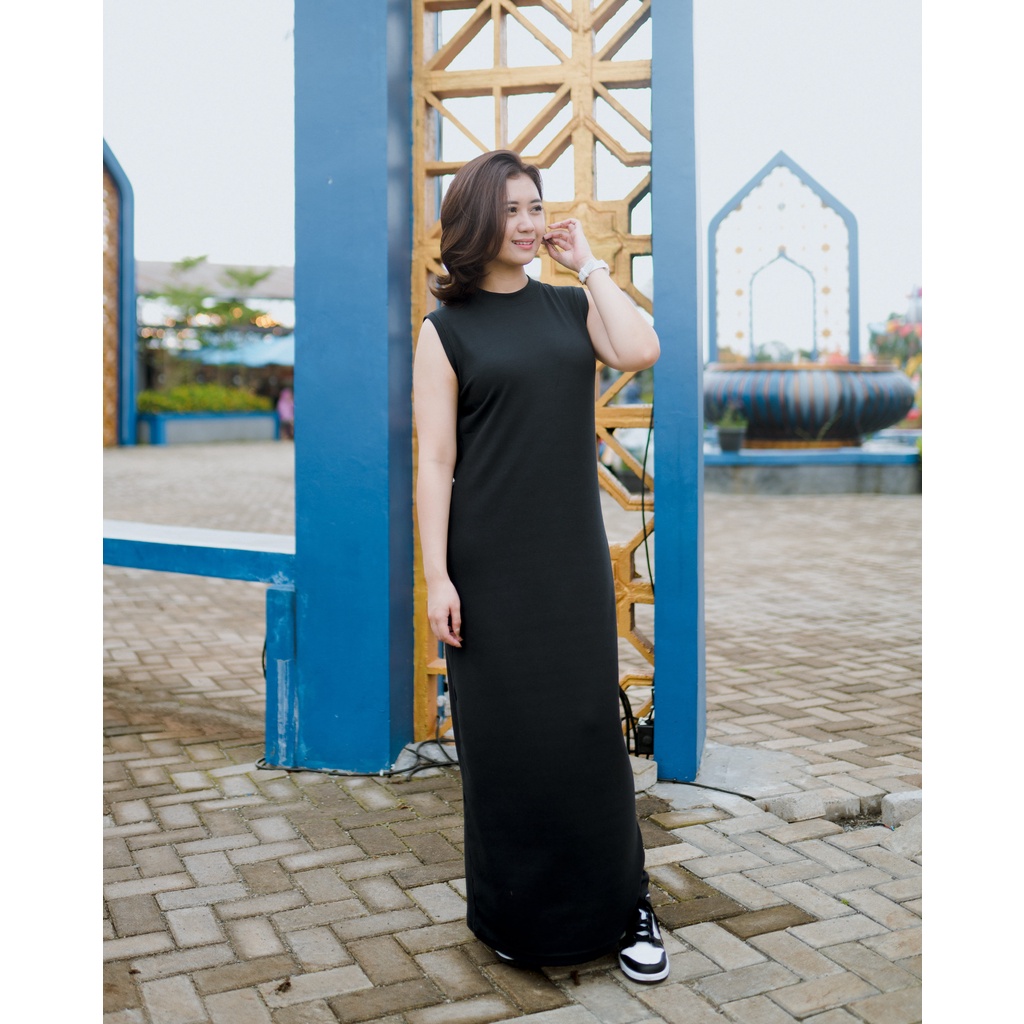 Alea Inner Dress Knit Inner Rajut Tanpa Lengan Long Dress