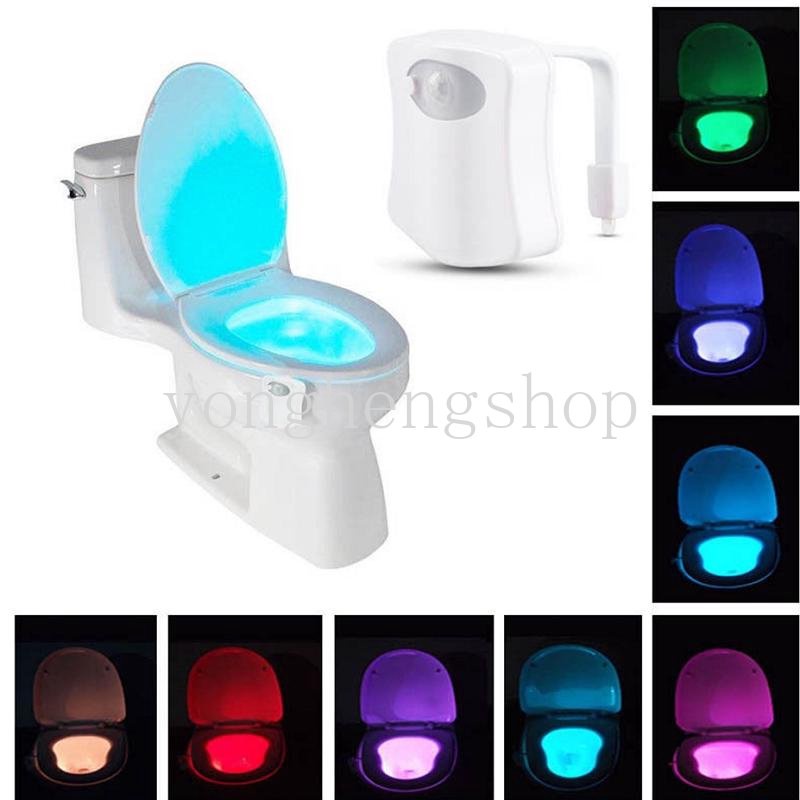 8warna Kreatif Toilet Seat LED Light Smart PIR Sensor Gerak Lampu Toilet Kamar Mandi Lampu Malam Toilet Mangkok Backlight WC Pencahayaan