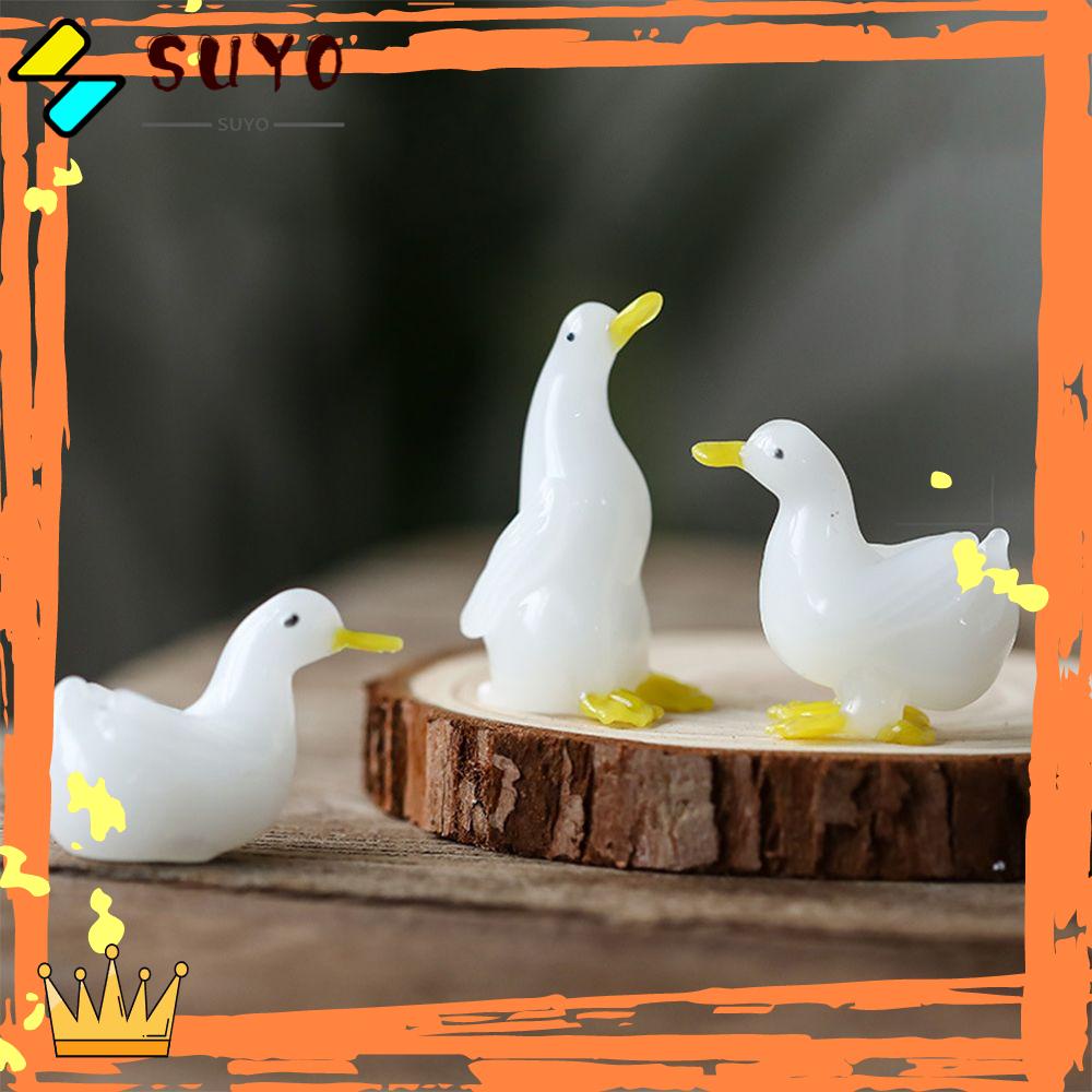 Suyo Ornamen Bebek Kaca Desktop Sederhana Dekorasi Rumah Patung Hewan Aksesoris Taman