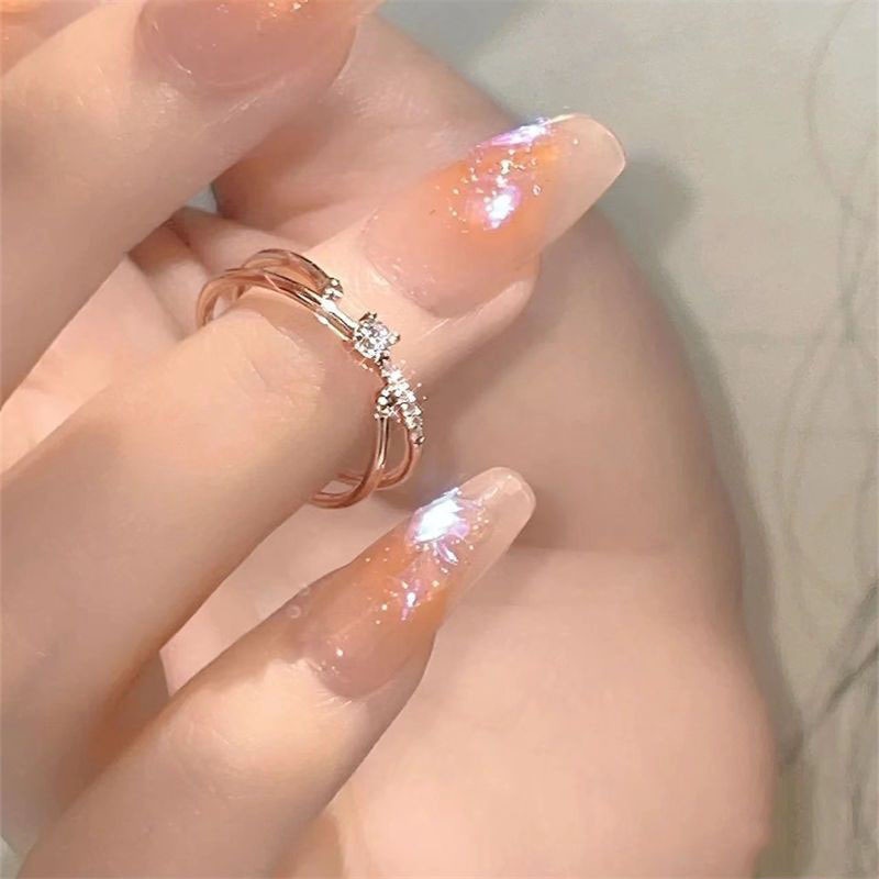 Cincin Geometris Fashion Wanita Zirkon Alloy Ring
