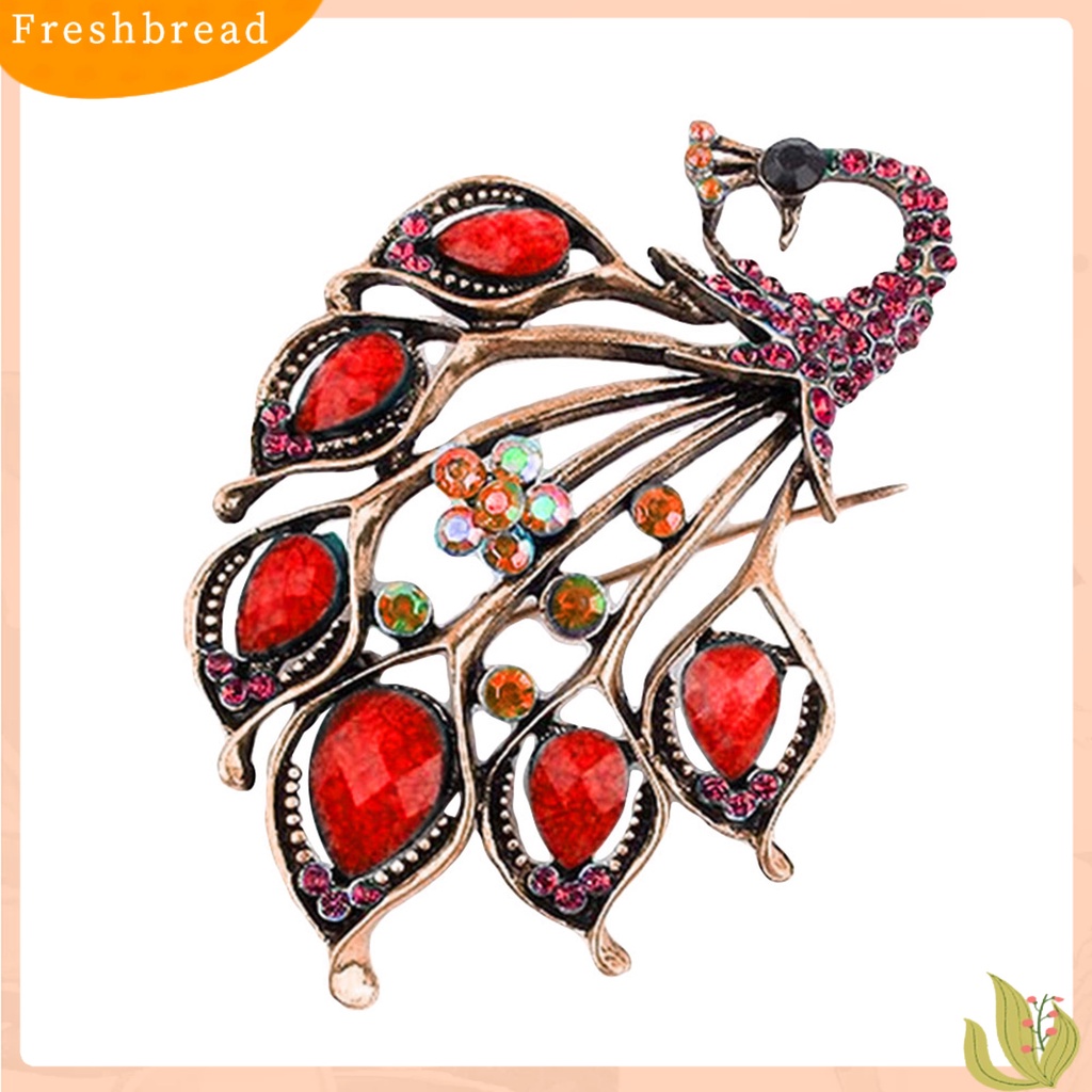 &lt; Freshbread &gt; Bros Berlian Imitasi Dekorasi Berbentuk Merak Alloy Wanita Fashion Brooch Gesper Untuk Syal