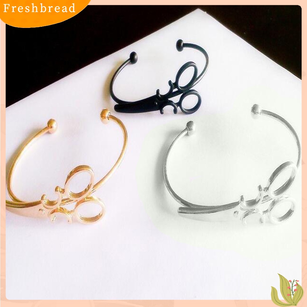 &lt; Freshbread &gt; Fashion Wanita Paduan Terbuka Manset Gelang Mini Gunting Pesona Bangle Perhiasan Hadiah