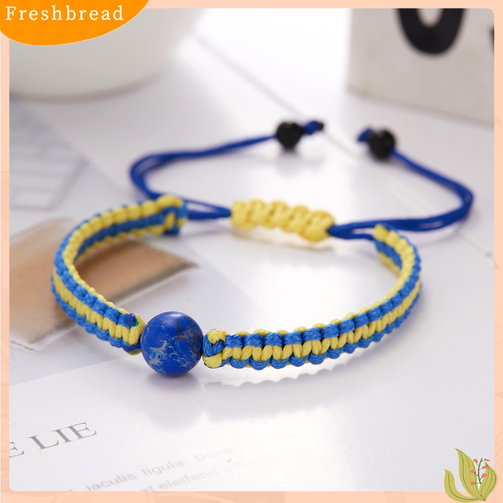 &lt; Freshbread &gt; Handmade Adjustable Rope Bracelet Cord Bendera Ukraina Warna Braided Wristband Properti Foto