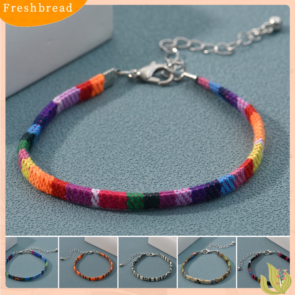 &lt; Freshbread &gt; Braided Gelang Bohemian Etnik Anyaman Adjustable Geometris Hias Hadiah Wanita Warna-Warni Tali Bangle Pergelangan Tangan Aksesoris Untuk Pakaian Sehari-Hari