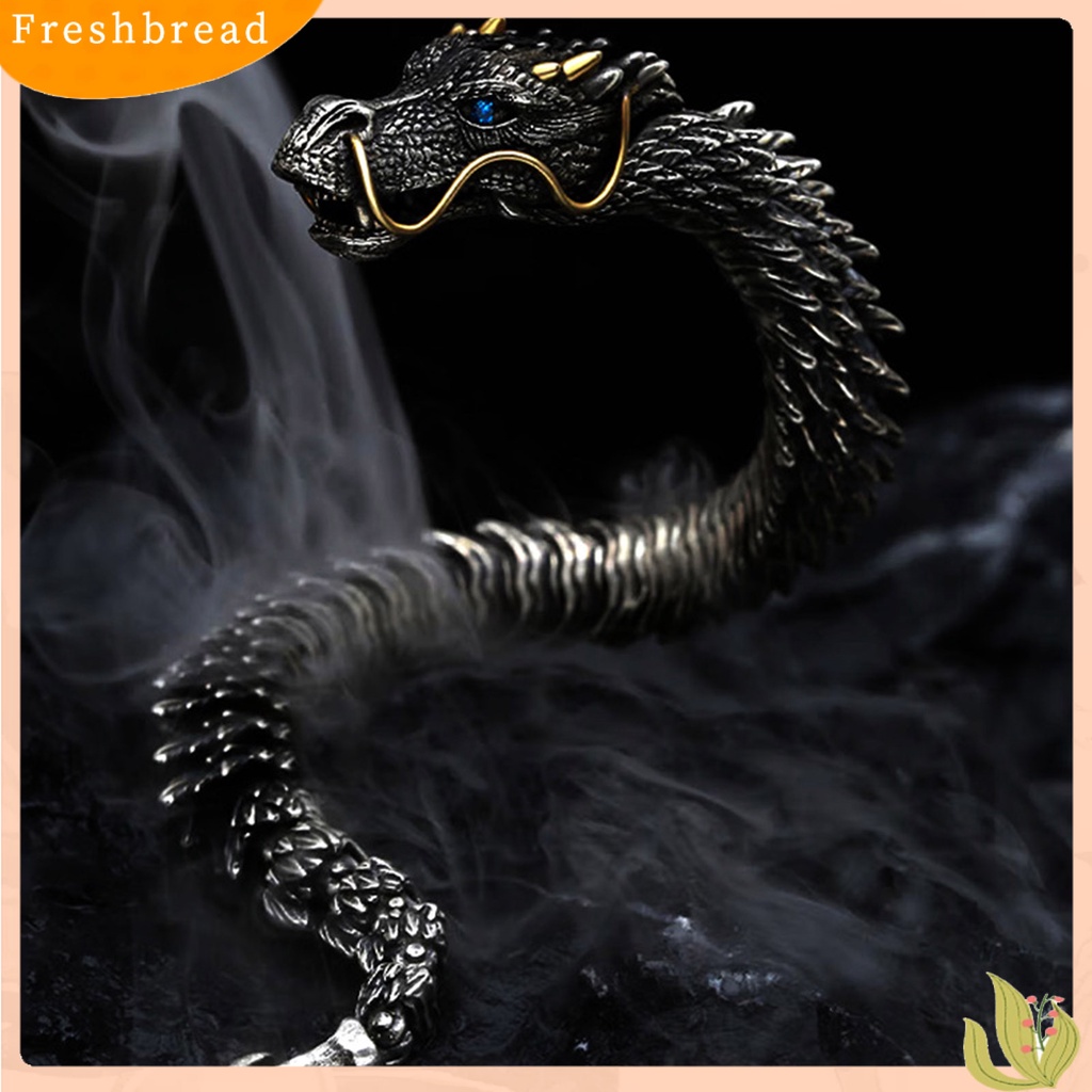 &lt; Freshbread &gt; Pria Gelang Adjustable Hypoallergenic Hip-hop Distress Koleksi Perhiasan Aksesoris Tembaga Gaya Retro Kepala Naga Laki-Laki Cuff Bangle Untuk Pesta