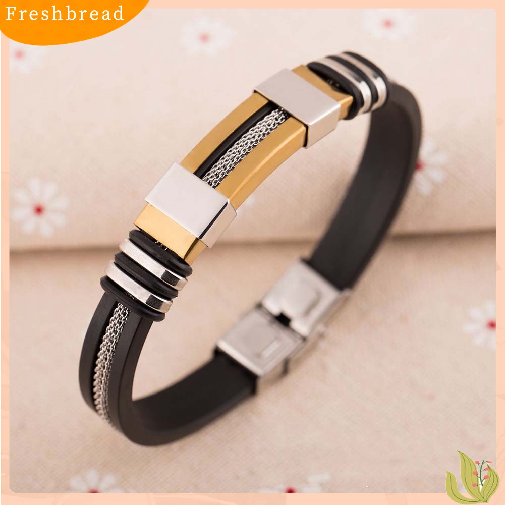 &lt; Freshbread &gt; Unik Pria Titanium Steel Rantai Tangan Buatan Tangan Gelang Bangle Club Perhiasan Hadiah