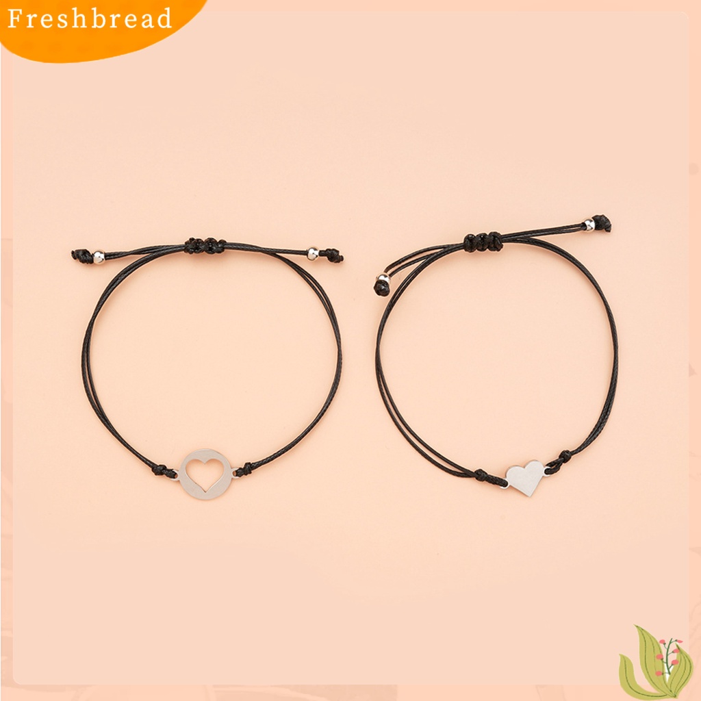 &lt; Freshbread &gt; 2Pcs/Set Gelang Persahabatan Tali Anyaman Yang Dapat Disesuaikan Kasual Geometris Semua Pertandingan Dekorasi Hadiah Teman Terbaik Fashion Hati Kupu-Kupu Sisters Card Bracelets