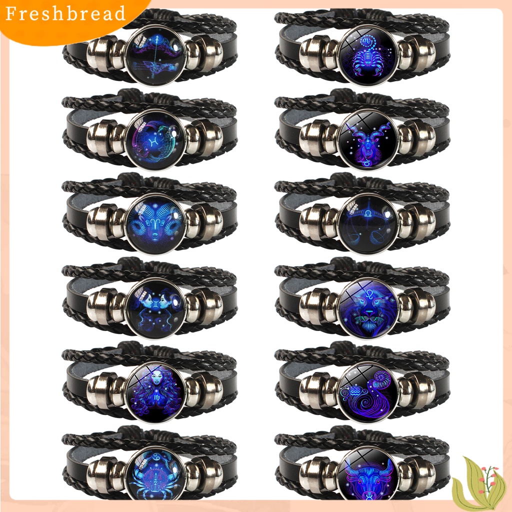 &lt; Freshbread &gt; Multilayer Charm Bracelet Adjustable Luminescent Twelve Constellation Braided Bracelet Untuk Kehidupan Sehari-Hari