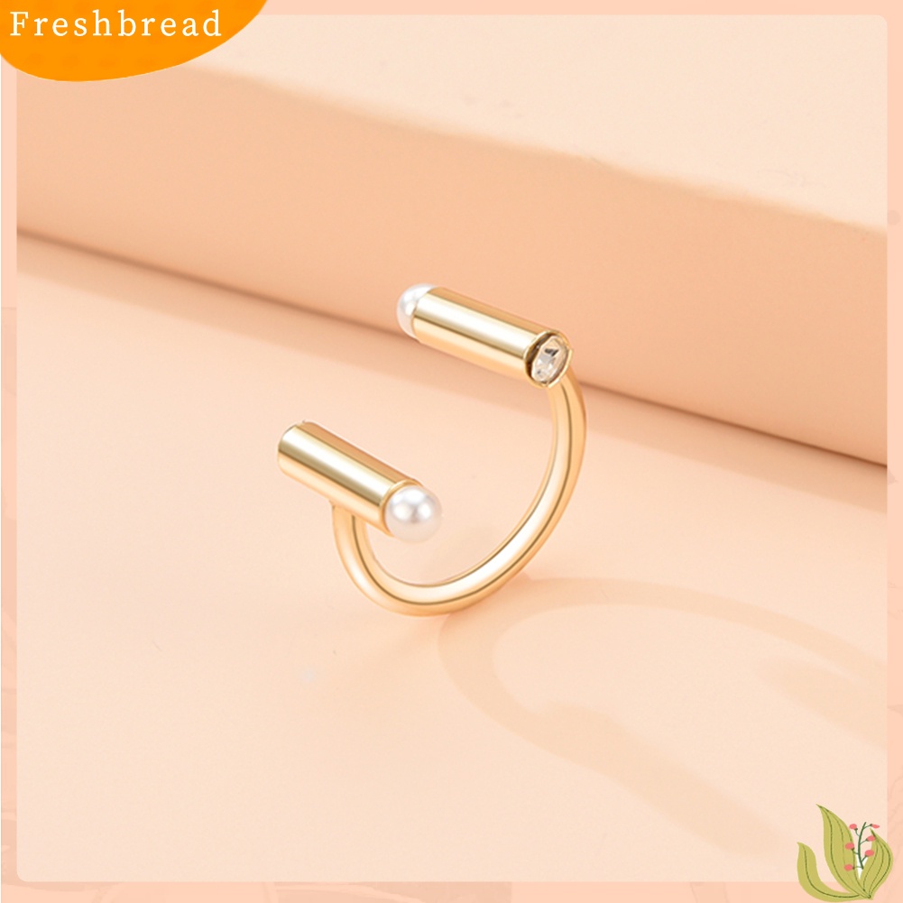 &lt; Freshbread &gt; Fashion Wanita Mutiara Imitasi Berlian Imitasi Pembukaan Cincin Jari Pernikahan Perhiasan Hadiah