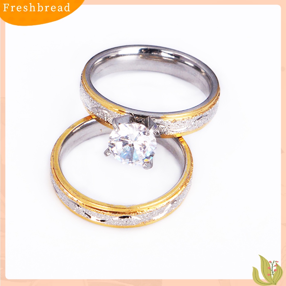 &lt; Freshbread &gt; 2pcs Pria Wanita Kreatif CZ Bertatahkan Pernikahan Band Kekasih Cincin Set Perhiasan Pengantin