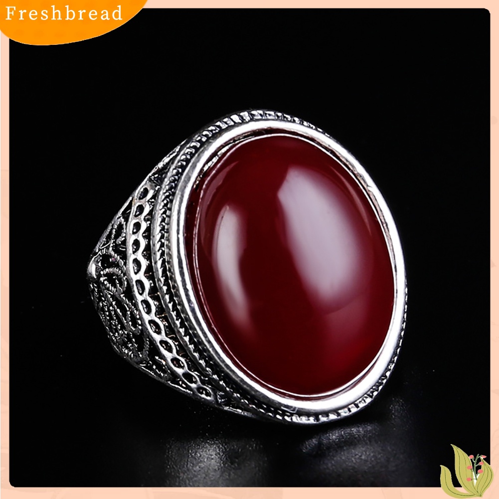 &lt; Freshbread &gt; Retro Oval Buatan Batu Akik Ukir Wanita Jari Cincin Pesta Pernikahan Perhiasan Hadiah