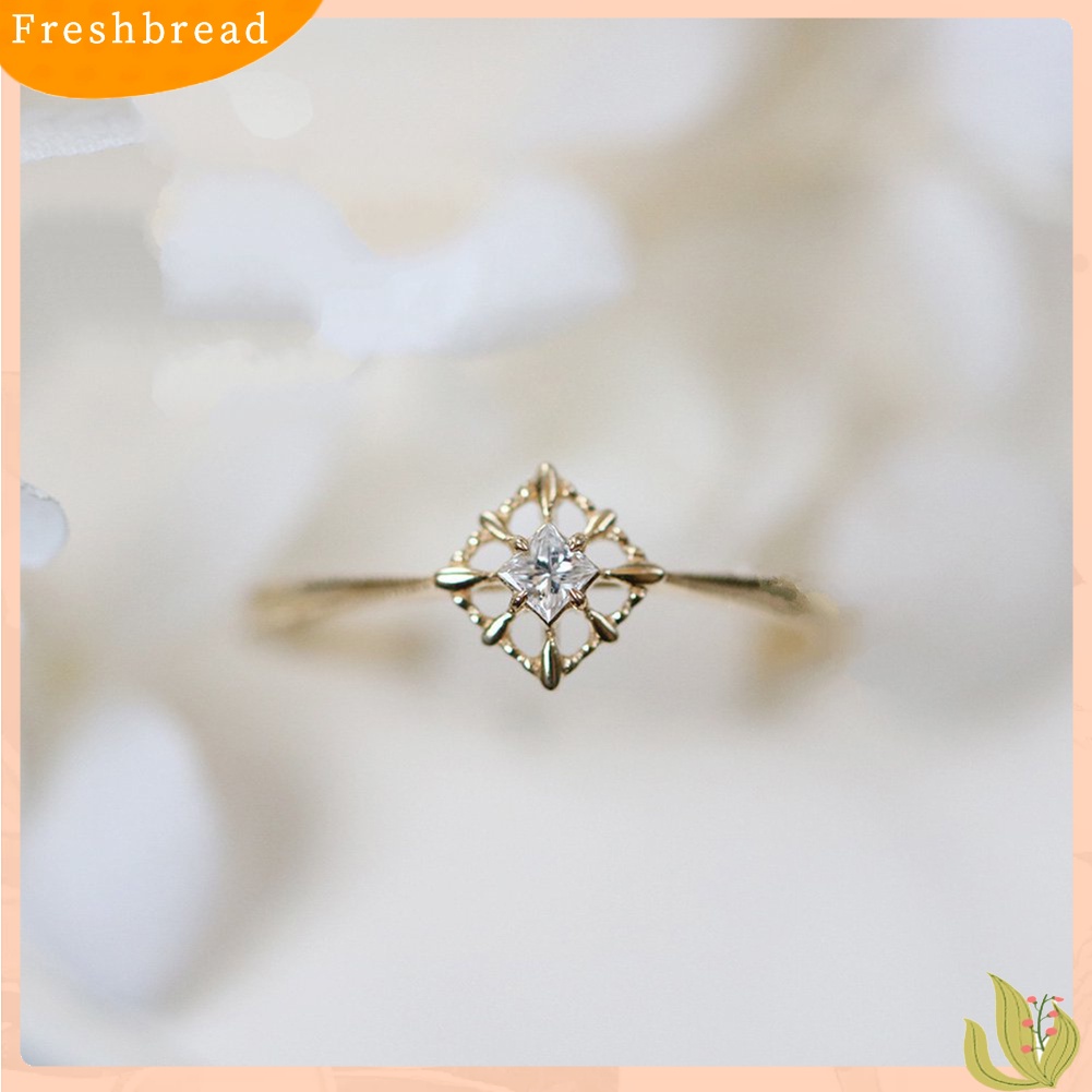 &lt; Freshbread &gt; Vintage Wanita Kubus Cubic Zirconia Bertatahkan Jari Cincin Pertunangan Perhiasan Hadiah