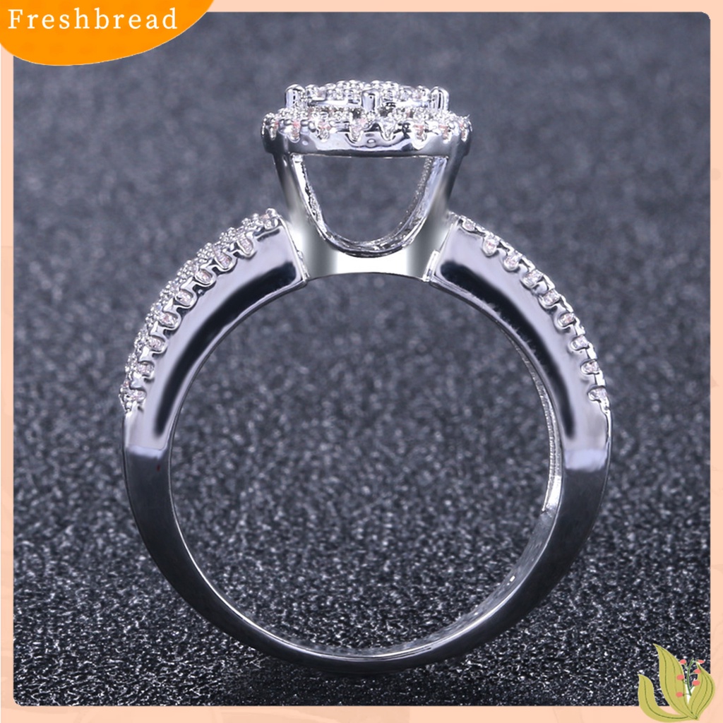 &lt; Freshbread &gt; Wanita Cincin Mewah Potongan Bulat Mengkilap Geometris Berkilau Dekorasi Hadiah Cubic Zirconia Hias Pernikahan Pertunangan Cincin Perhiasan Untuk Pacar