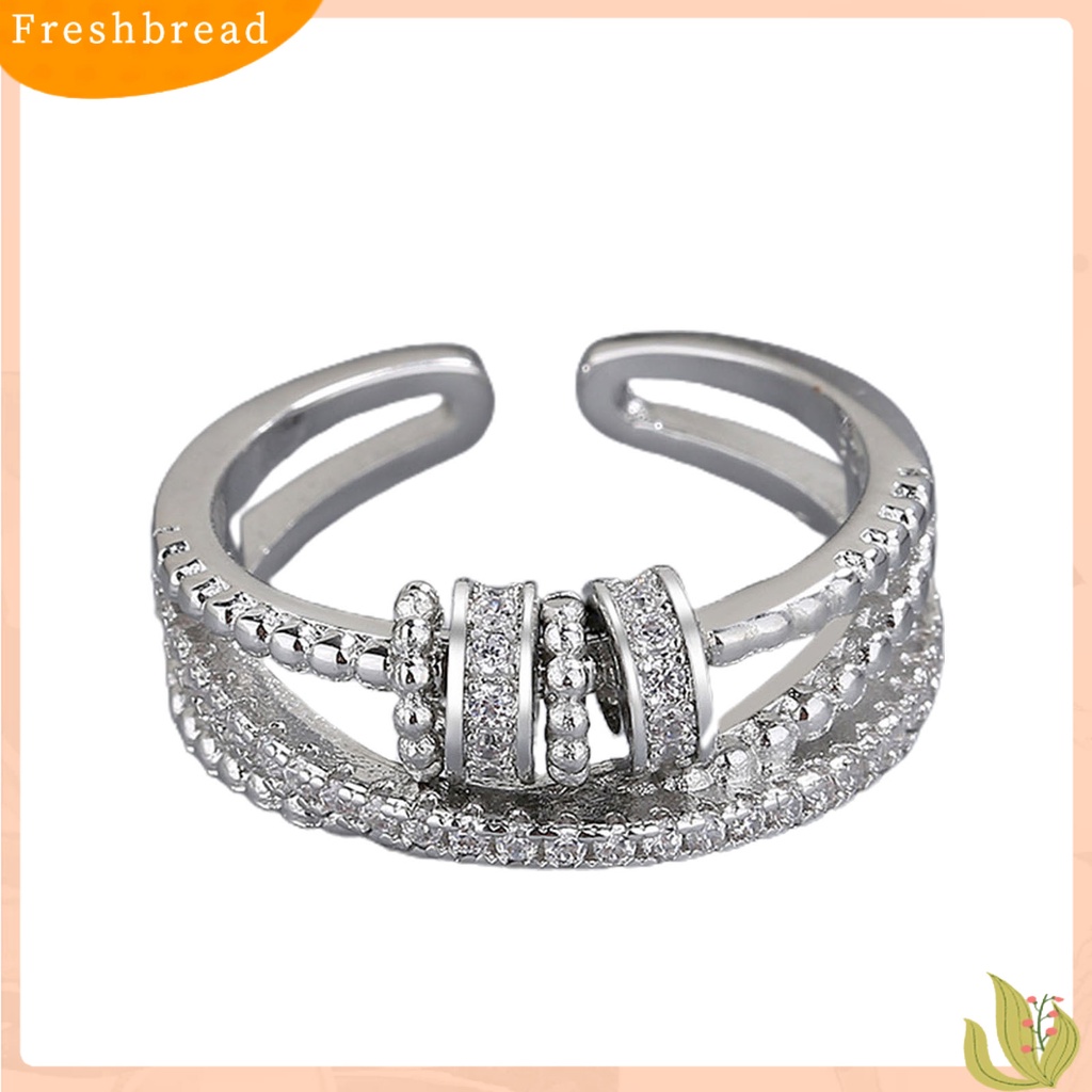 &lt; Freshbread &gt; Wanita Cincin Spiral Manik Relief Pressure Jewelry Putar Berlian Imitasi Finger Ring Untuk Pakaian Sehari-Hari