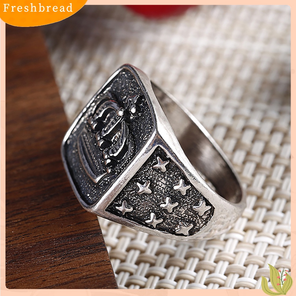 &lt; Freshbread &gt; Retro Mahkota Perak Disepuh Alloy Pria Cincin Jari Dekorasi Pesta Bar Perhiasan Hadiah