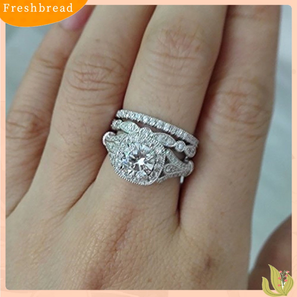 &lt; Freshbread &gt; 3Pcs Cincin Jari Cantik Mengkilap Indah Kreatif Populer Cincin Pernikahan Untuk Pertunangan