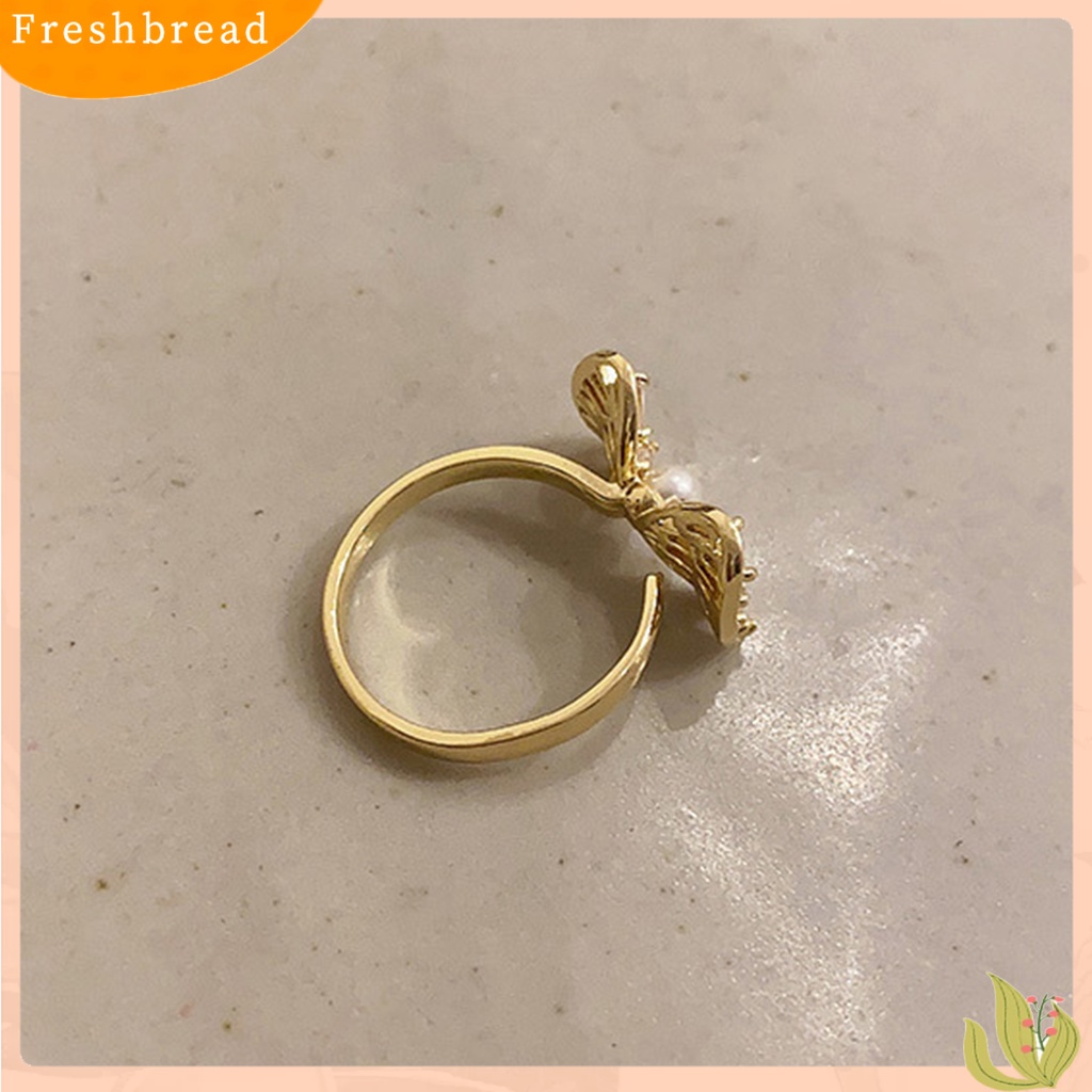 &lt; Freshbread &gt; Wanita Jari Telunjuk Cincin Busur-Simpul Bentuk Berongga Keluar Pembukaan Cubic Zirconia Jari Yang Dapat Disesuaikan Dekorasi Ringan Halus Knuckle Ring Women Jewelry