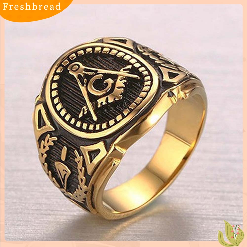 &lt; Freshbread &gt; Vintage Alloy Punk Freemason Sign Masonic Cincin Pria Kepribadian Perhiasan Hadiah