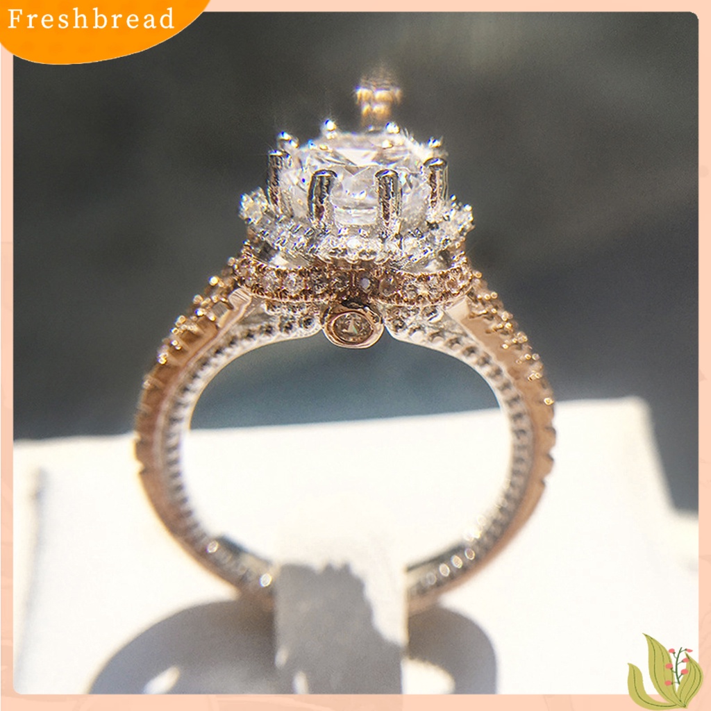 &lt; Freshbread &gt; 2 Pcs Temperamen Indah Kilau Terang Electroplating Engagement Rings Berlian Imitasi Mengkilap Wanita Jari Cincin Perhiasan Aksesoris