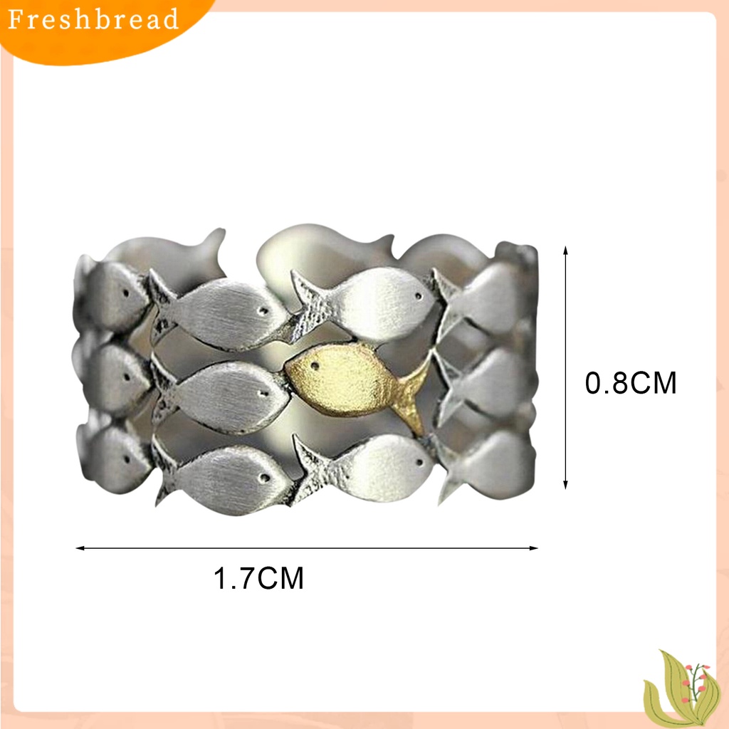 &lt; Freshbread &gt; Cincin Susun Adjustable Unik Tidak Alergi Eternity Cute Little Fish Fashion Ring Untuk Harian