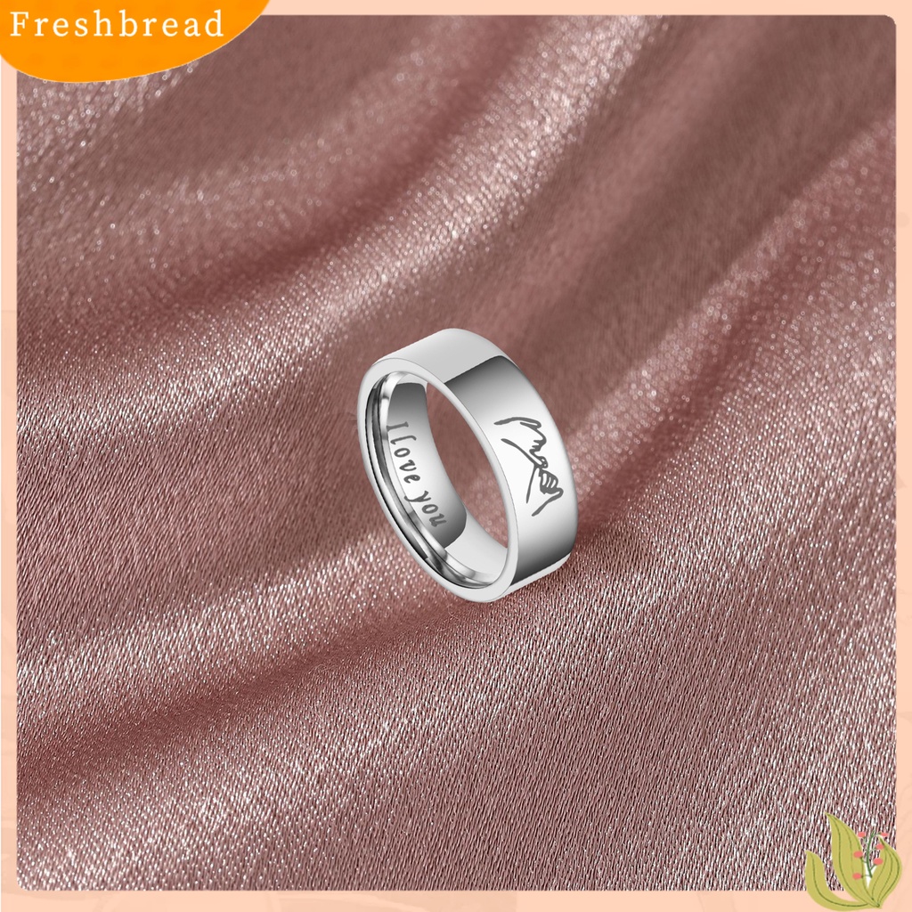 &lt; Freshbread &gt; Cincin Couple I Love You Lettering Hias Kasual Poles Semua Pertandingan Hadiah Perhiasan Stainless Steel Man Woman Hand in Hand Finger Ring Wedding Band Untuk Hari Kasih Sayang