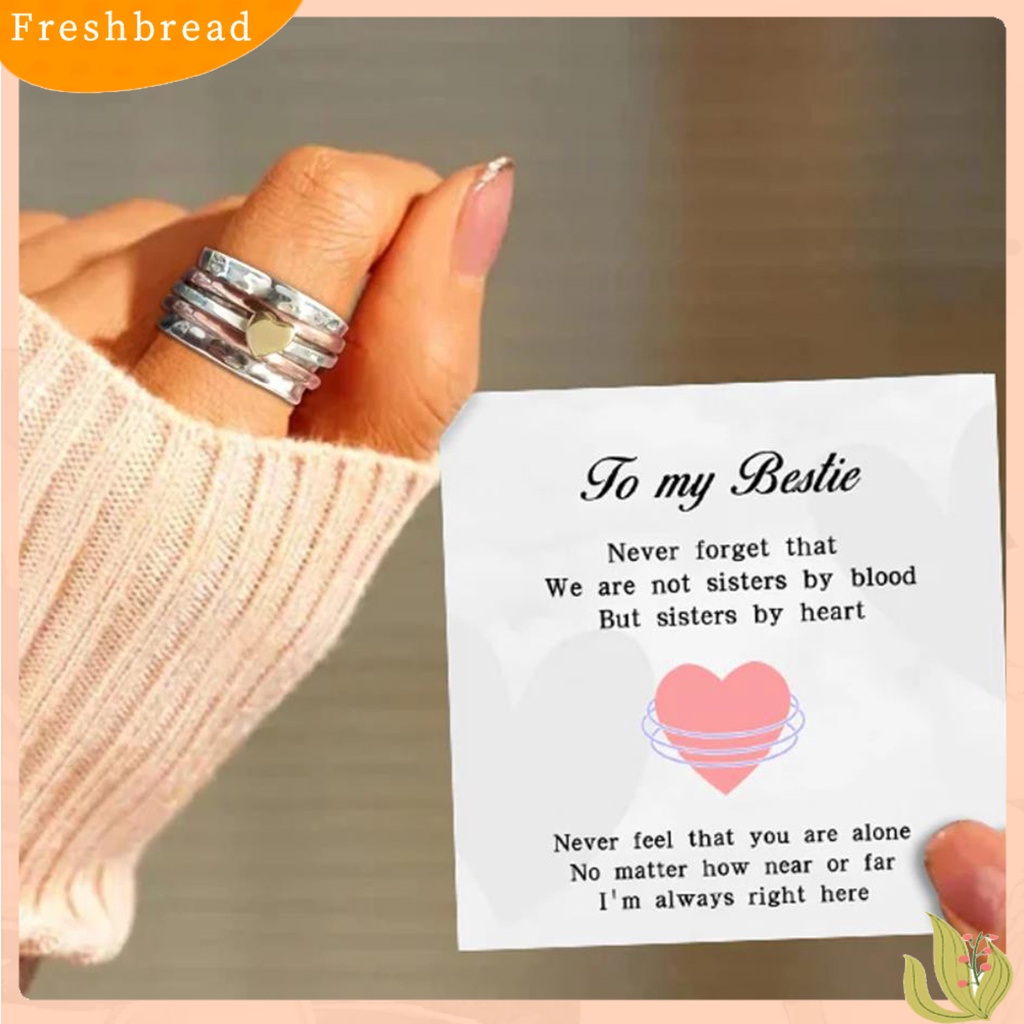 &lt; Freshbread &gt; Cincin Jari Hati Lebar Dapat Diputar Perhiasan Warna Ganda Vintage Plating Ring Untuk Kantor