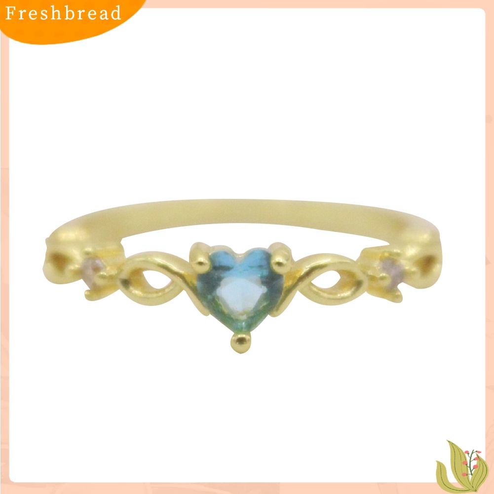 < Freshbread > Wanita Fashion Hati Cubic Zirconia Tergabung Hollow Band Cincin Hadiah Perhiasan Pernikahan
