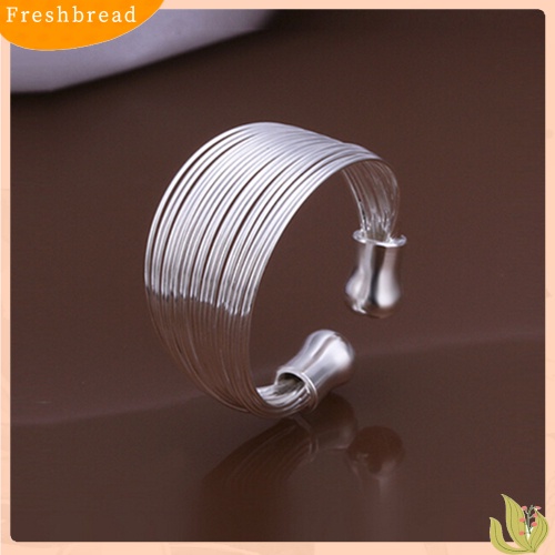 &lt; Freshbread &gt; Fashion Multilayer Rantai Cincin Wanita Perak Berlapis Lebar Band Adjustable Open Ring