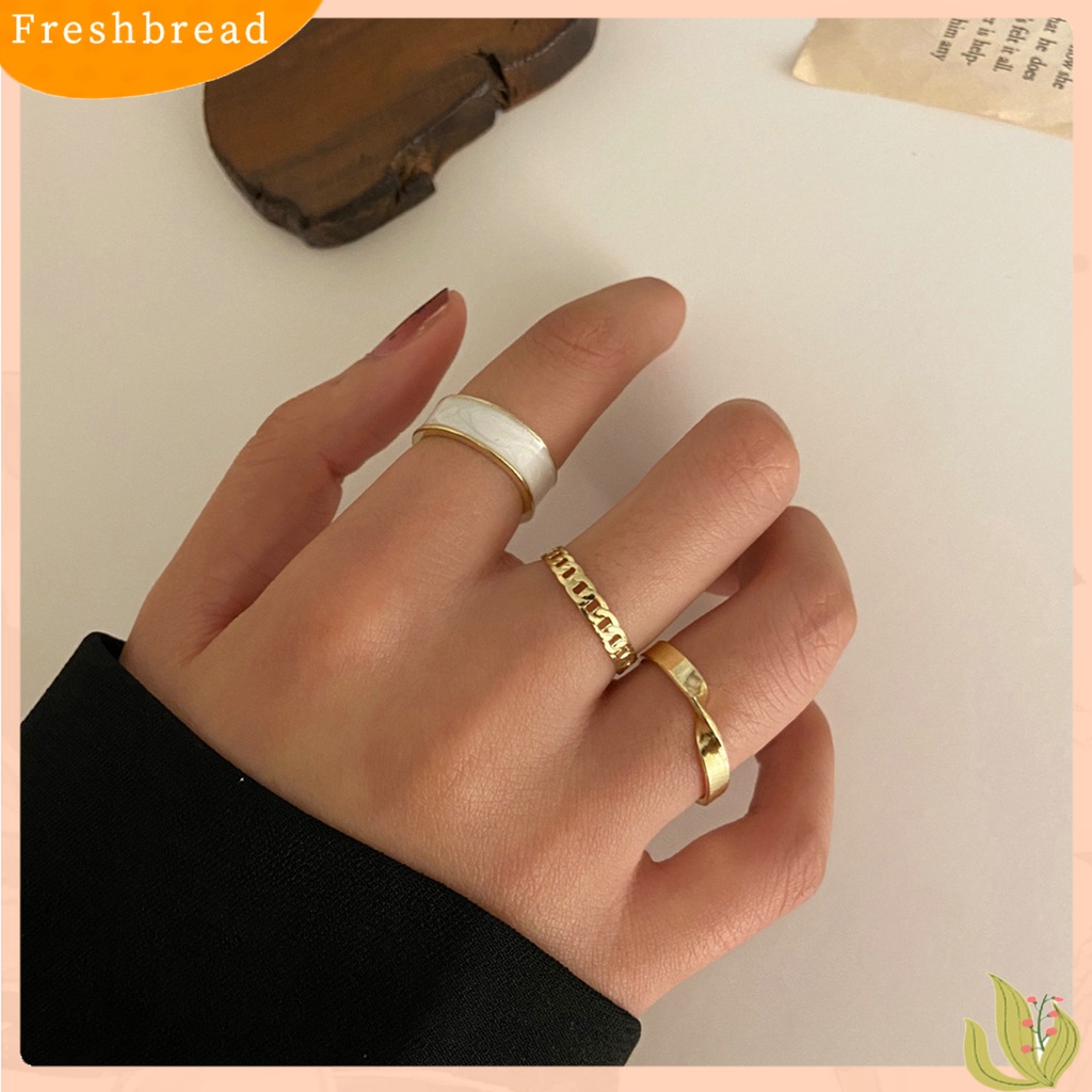 &lt; Freshbread &gt; 3Pcs/Set Cincin Jari Cincin Wanita Halus Terbuka Menawan Mengkilap Dapat Disesuaikan Untuk Pacaran