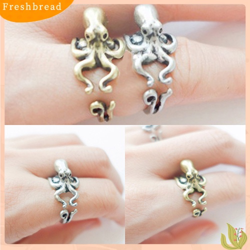 &lt; Freshbread &gt; Wanita Pria Retro Cincin Gurita Yang Dapat Disesuaikan Cincin Buku Jari Hewan Perhiasan Fashion