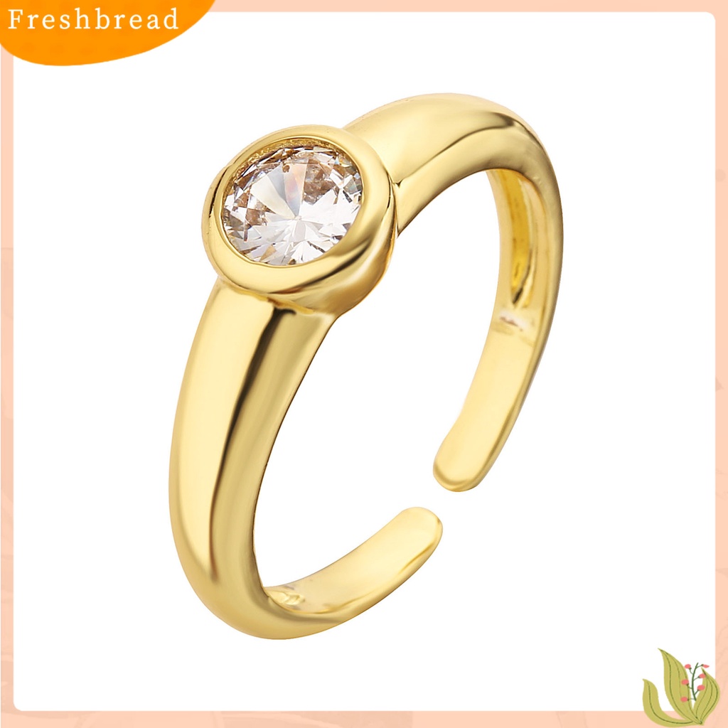 &lt; Freshbread &gt; Cincin Jari Electroplating Adjustable High Gloss Charming Cubic Zirconia Dress Up Hypoallergenic Bright Luster Terbuka Cincin Wanita Perhiasan