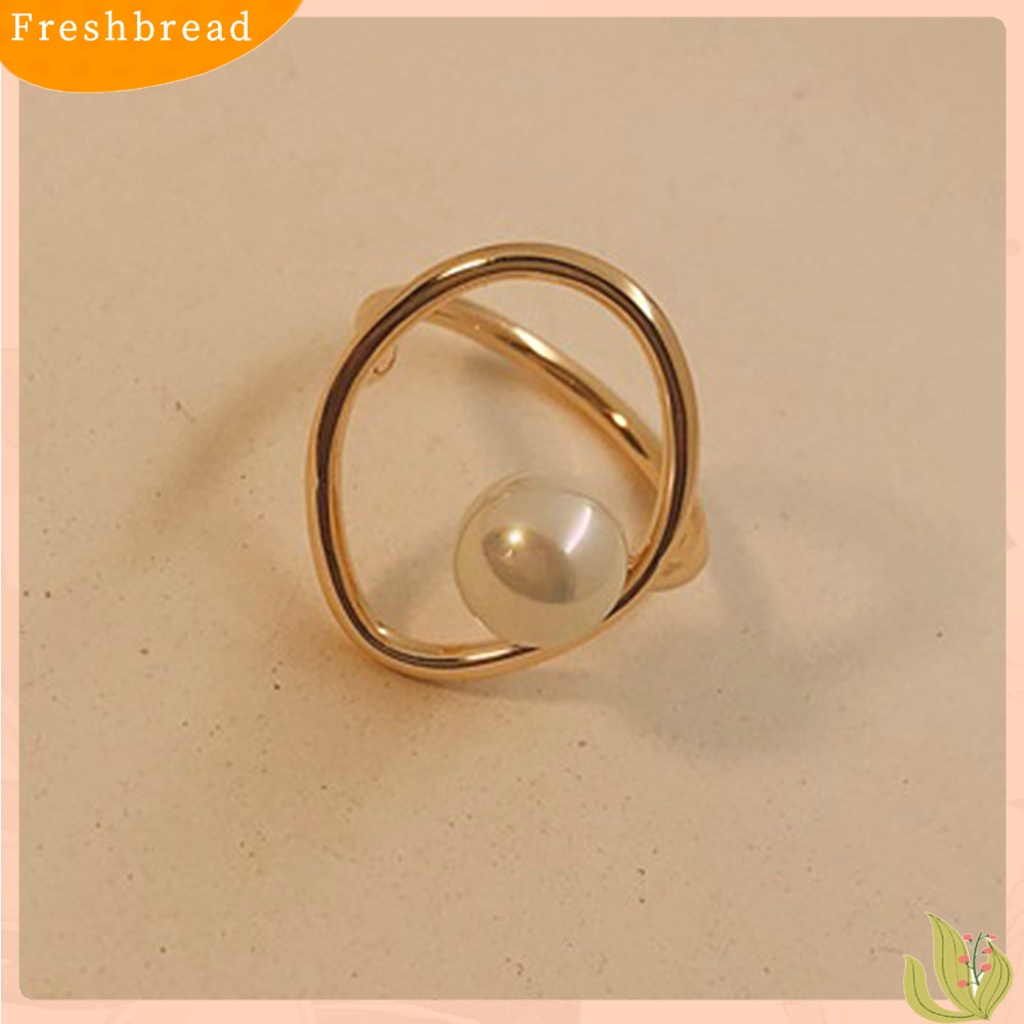 &lt; Freshbread &gt; Wanita Cincin Electroplating Eye-catching Emas Imitasi Mutiara Jari Cincin Aksesoris Perhiasan